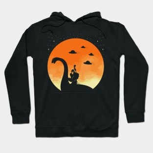 Funny Bigfoot Alien Riding Loch Ness Monster Hoodie